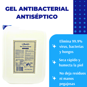 Gel antibacterial antiséptico.      20 Ltrs. con tapa.